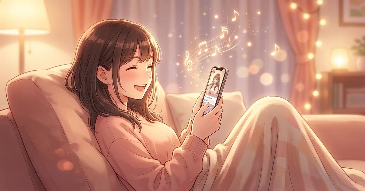 リスナーがスマホでライブ歌配信を見ながら好きな曲をリクエストする様子