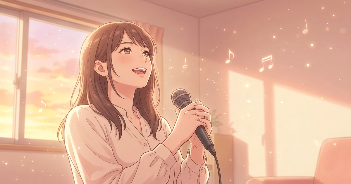 朝の光の中で一歩を踏み出す女性シンガー